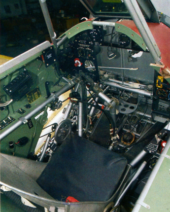 The cockpit during the final phase of restoration at the HRL workshop.